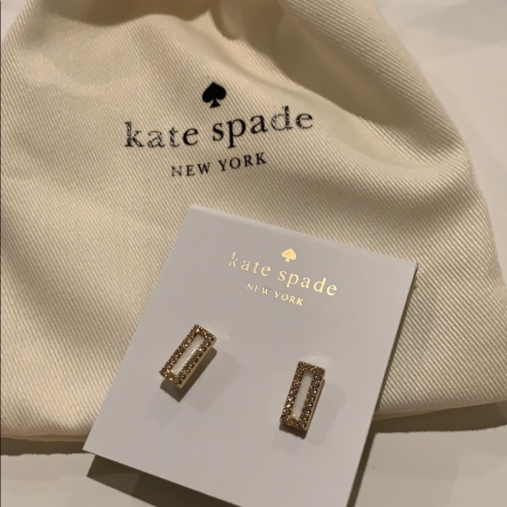 NWT - Kate Spade White Accent/Diamond Earrings